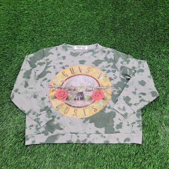 Guns-N-Roses Crop Sweatshirt Womens Large 22x20 Tie-Dye Boxy - Picture 1 of 12